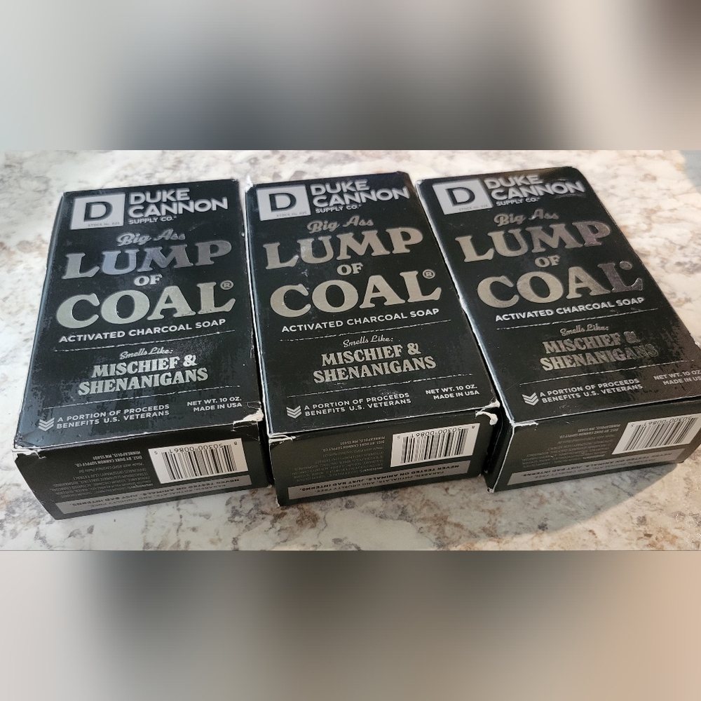 3 Duke Cannon Supply Co. Lump of Coal Big  Brick Bar Soap  10 OZ Each